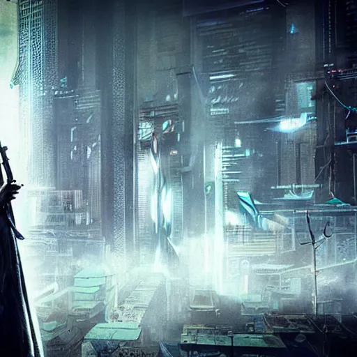 Image similar to gandalf cyberpunk photo