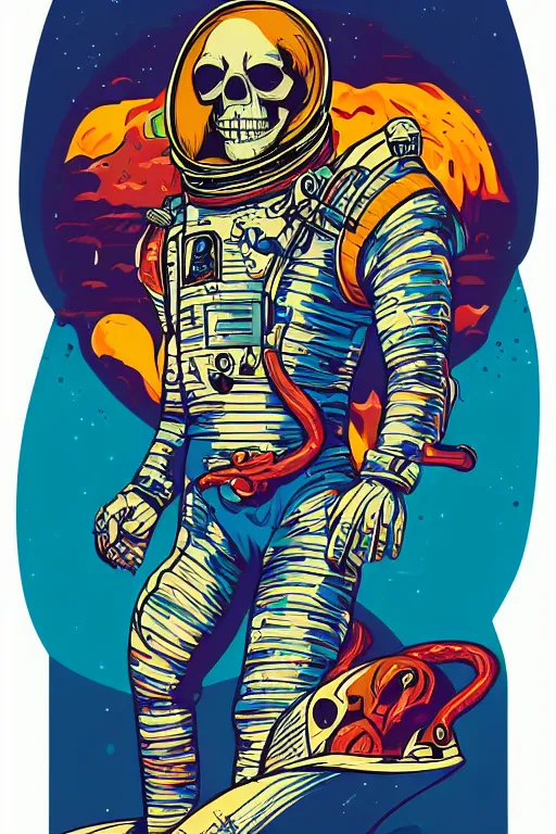 Image similar to portrait of a astronaut skeletor, art by butcher billy, sticker, colorful, illustration, highly detailed, simple, smooth and clean vector curves, no jagged lines, vector art, smooth