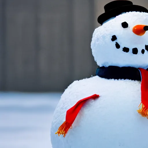 Image similar to photograph of snowman with the face of a school aged boy hd 8k