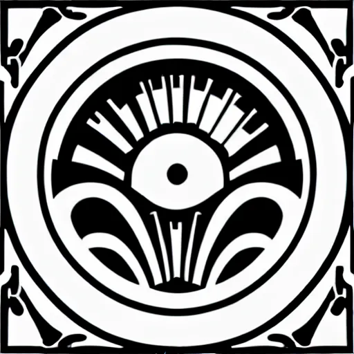 Image similar to black and white sky luxury themed svg vector art panel for cnc plasma, laser, stencil, unique art nouveau deco hole through circuit design