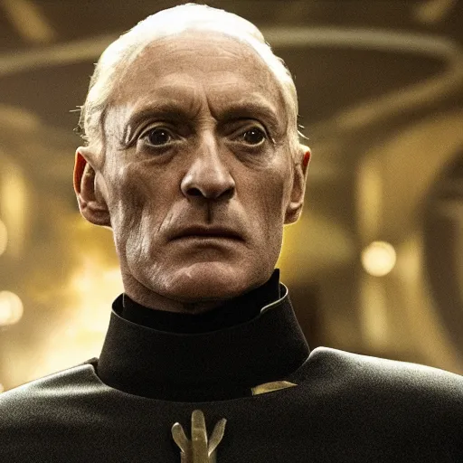 Image similar to tywin lannister as a imperial officer in star wars, movie still, epic quality, cinematic, 4 k, atmospheric