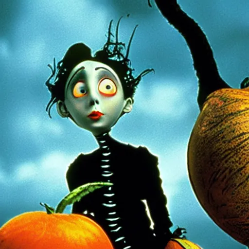 Prompt: tim burton's james and the giant peach