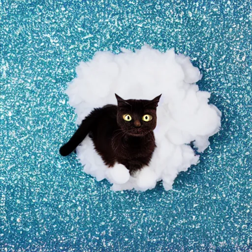 Image similar to a photo of a cat in a cloud of glitter