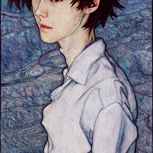 Prompt: realistic beautiful highly detailed portrait of shinji ikari's eva, photorealistic, mecha, angel, egon schiele, john mcneill whistler, john singer sargent, epic, stunning