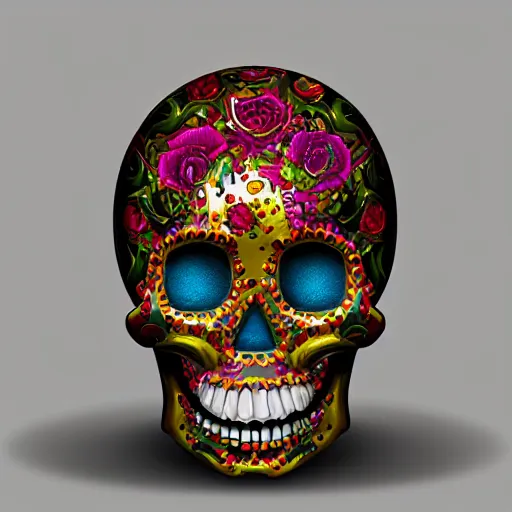 Prompt: a detailed fabergé slmexican skull, digital painting, perfect, ultra graphics shiny effect, glossy surface