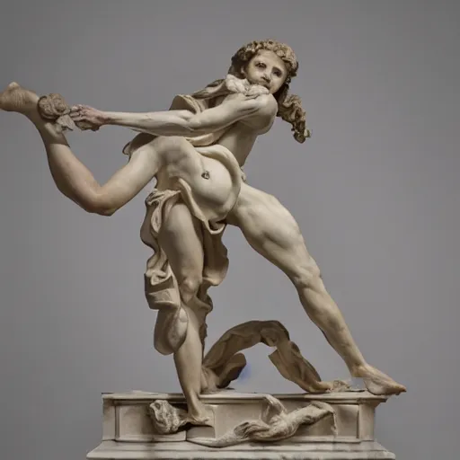 Prompt: insanity as a baroque marble statue