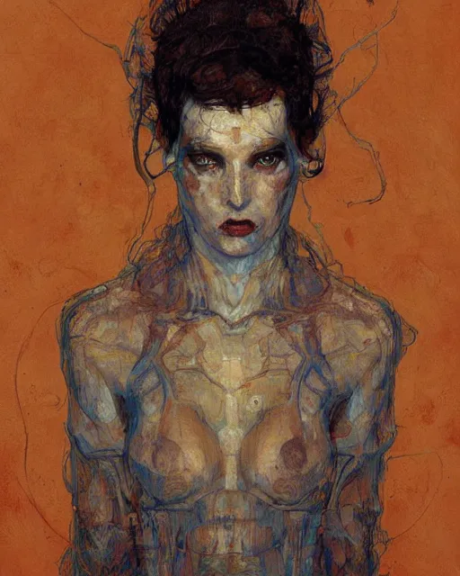 Prompt: portrait of a hive mind by greg rutkowski in the style of egon schiele