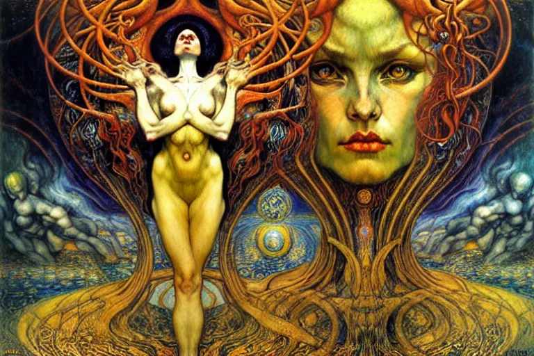 Image similar to Divine Chaos Engine by Karol Bak, Jean Delville, William Blake, Gustav Klimt, and Vincent Van Gogh, symbolist, visionary