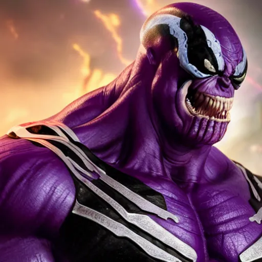 Prompt: Thanos as Venom, 4k, artstation, cgsociety, award-winning, masterpiece, stunning, beautiful