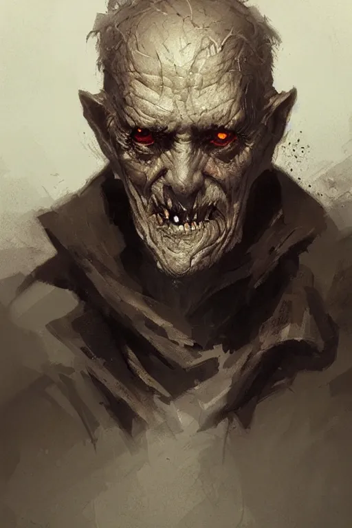 Image similar to a portrait of a ghoulish old man by greg rutkowski, trending on artstation