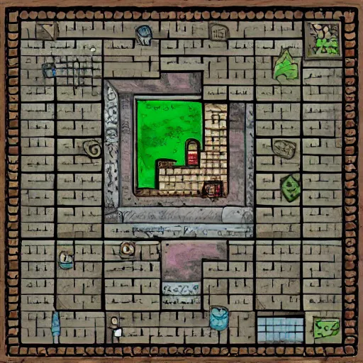 Prompt: tiled ttrpg dungeon map