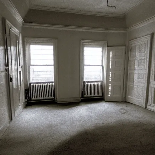 Prompt: interior, a poltergeist phenomenon amateur photograph