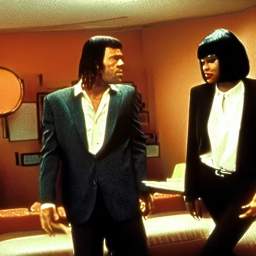 Image similar to a screenshot from pulp fiction