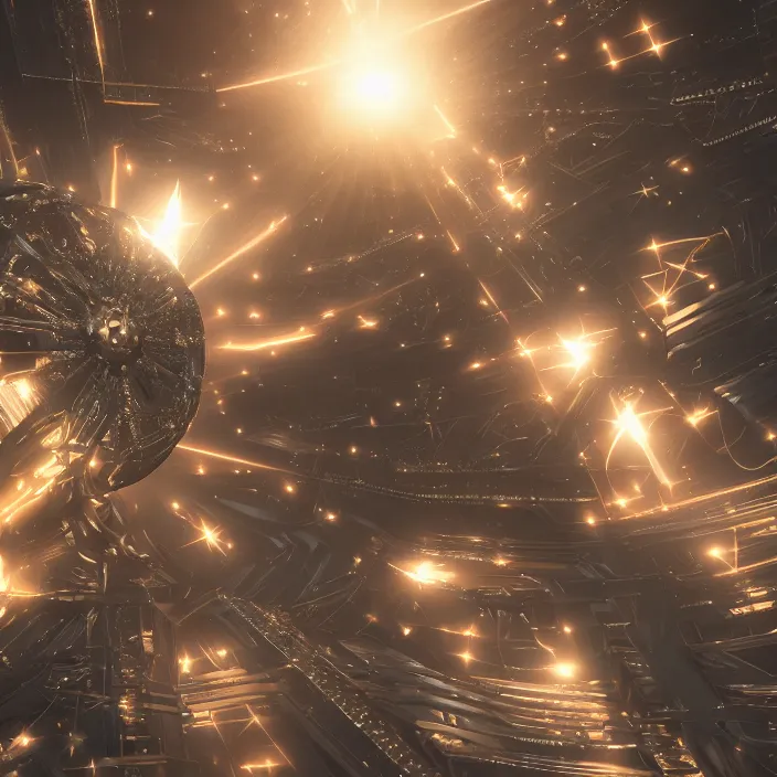 Image similar to a star surrounded by metal. high tech. octane render, trending on artstation, very coherent symmetrical artwork. cinematic, hyper realism, high detail, octane render, 8 k, iridescent accents