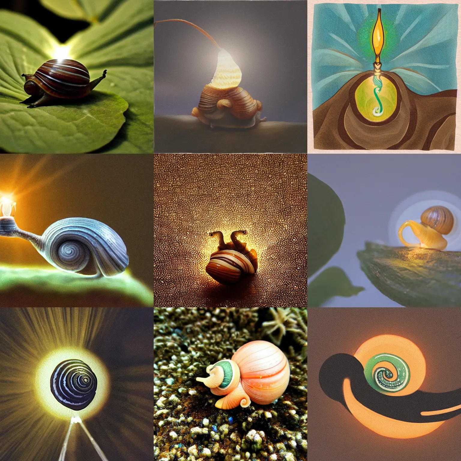 Prompt: A snail radiating holy light