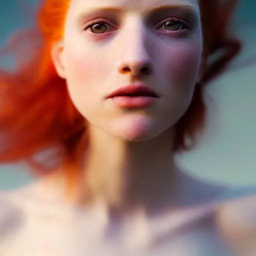 Image similar to photographic portrait of a stunningly beautiful renaissance female in soft dreamy light at sunset, red hair, fre kles, pale skin, contemporary fashion shoot, by edward robert hughes, annie leibovitz and steve mccurry, david lazar, jimmy nelsson, breathtaking, 8 k resolution, extremely detailed, beautiful, establishing shot, artistic, hyperrealistic, beautiful face, octane render