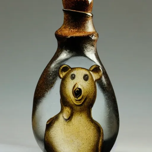 Image similar to melting bear bottle forming a shape of a woman - h 1200