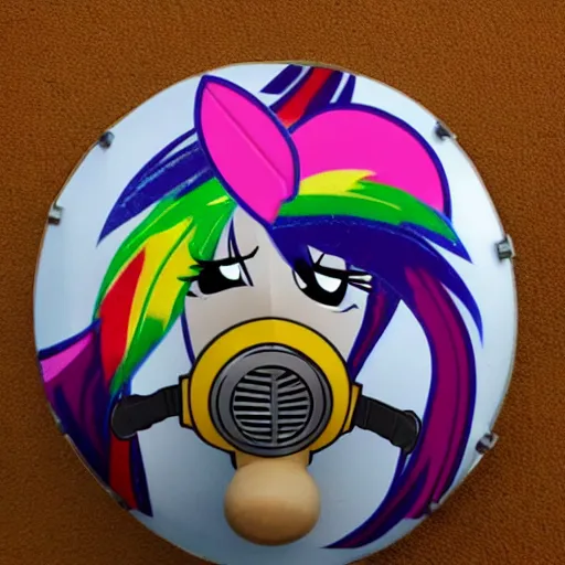 Image similar to My Little Pony themed gas mask