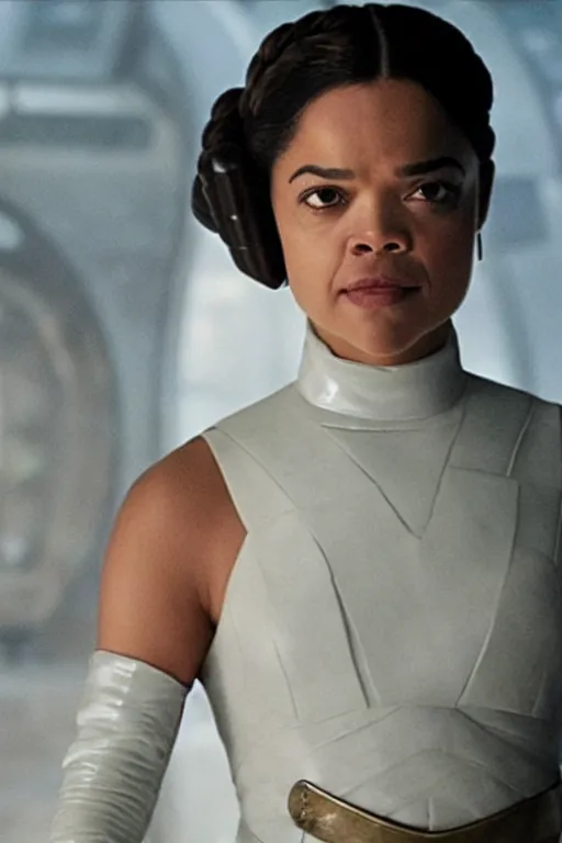 Image similar to Tessa Thompson as princess leia