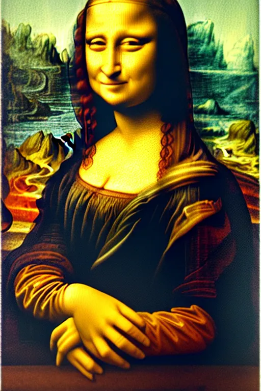 Image similar to mona lisa in the style of futurism