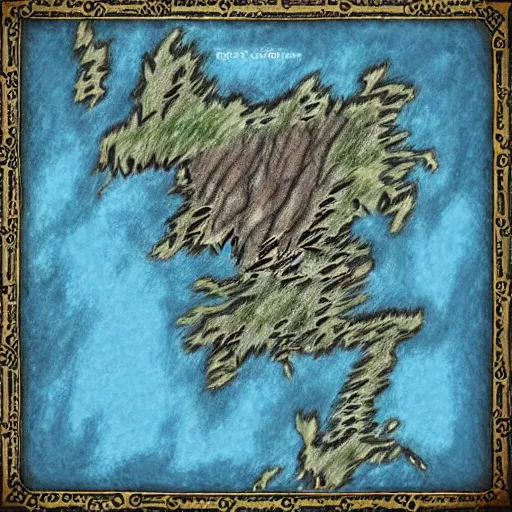 Prompt: Skyrim map drawn by a child with crayon