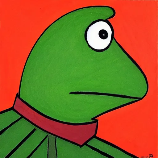 Prompt: kermit the frog as a cubist painting