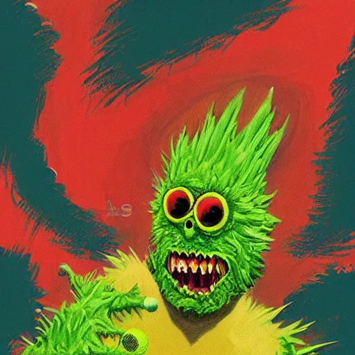 Image similar to a tennis ball monster , digital art, fantasy, magic, trending on artstation, ultra detailed, professional illustration by Basil Gogos