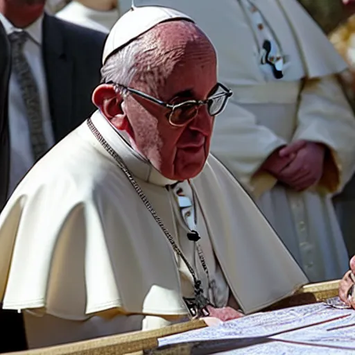 Image similar to the pope using ouija