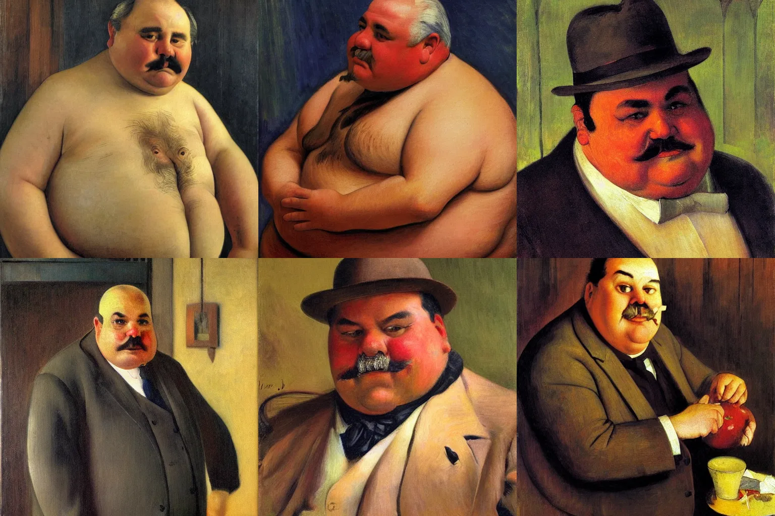 Prompt: portrait of a chubby middle-aged Llújo-American man with bushy eyebrows, painting by Franz Marc, by Jean-Léon Gérôme, by Winsor McCay, today's featured photograph, 16K