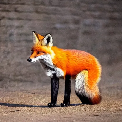 Image similar to a fox holding a knife in its jaws