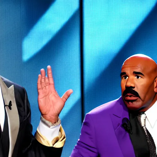 Image similar to steve harvey with long purple hair