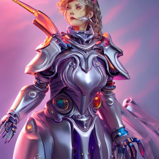 Image similar to studio portrait of lawful good colorful female holy mecha paladin absurdly beautiful, elegant, young sensual graceful woman, ultrafine hyperrealistic detailed face illustration by kim jung gi, irakli nadar, intricate linework, sharp focus, bright colors, matte, octopath traveler, final fantasy, unreal engine highly rendered, global illumination, radiant light, intricate environment