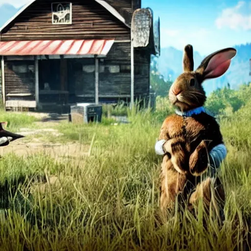 Image similar to a rabbit in the video game Far cry 5