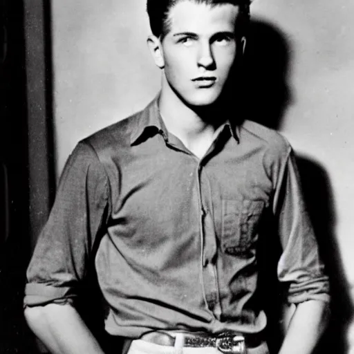 Prompt: a moderately handsome rebellious hot young guy, 1 9 3 8 photo