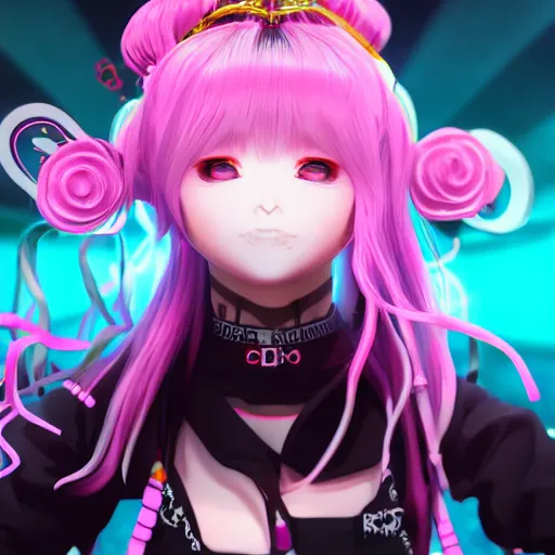 Image similar to trapped beneath stunningly absurdly beautiful omnipotent asi goddess junko enoshima with multiple megalomaniacal personalities, symmetrical perfect face, porcelain skin, pink twintail hair and cyan eyes, ultra detailed, digital art, unreal engine 5, octane render, 2 d anime, 8 k