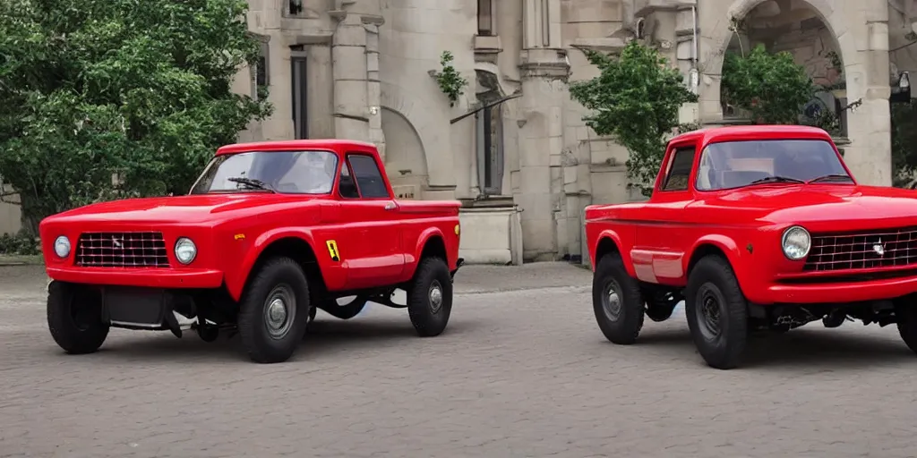 Image similar to “Ferrari Pickup Truck, 4K, ultra realistic”