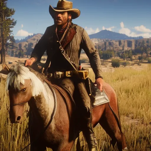 Prompt: raph fiennes stars as sadie adler in the playstation 4 video game red dead redemption 2, high quality screenshot