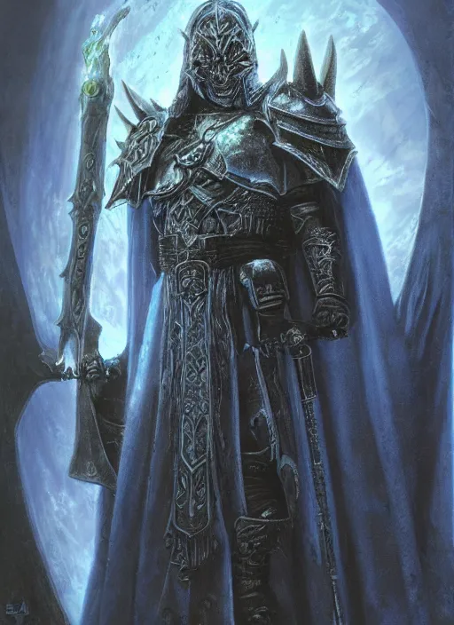 Prompt: hyper realist render of lich king by wayne berlowe