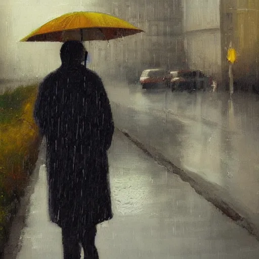 Prompt: “the old man in the rain oil panting”