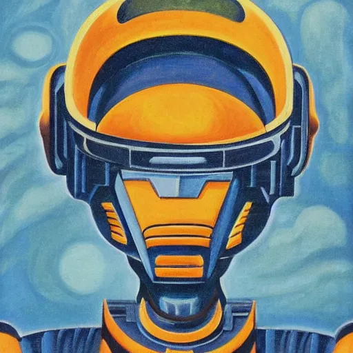 Image similar to Art Deco painting portrait of space-marine in Art Deco architecture style high detail