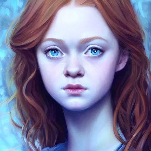 Prompt: portrait of sadie sink by charlie bowater