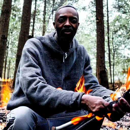 Prompt: a photo of ruggedman ( burn a forest with flamethrower )