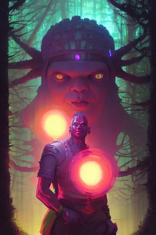 Image similar to Portrait of Adibuddha Galactus in neon forest, digital art from artstation by Andreas Rocha and Greg Rutkowski and Peter Mohrbacher