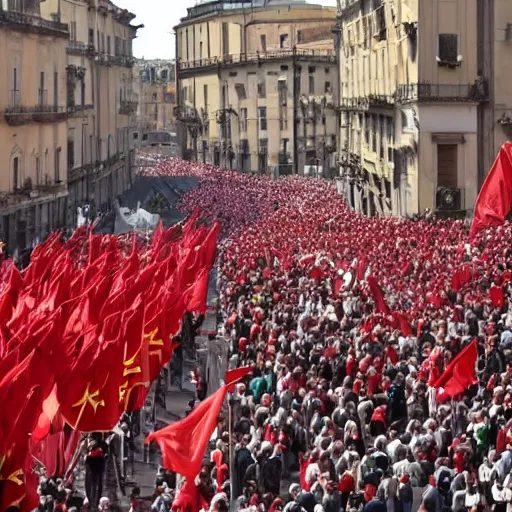 Prompt: communist parade in Genova