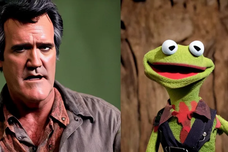 Image similar to Bruce Campbell as Ash in Evil Dead muppets