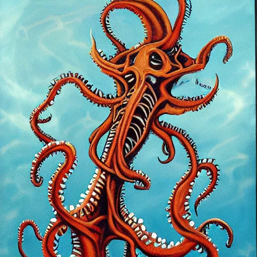 Prompt: painting of a lovecraftian horror