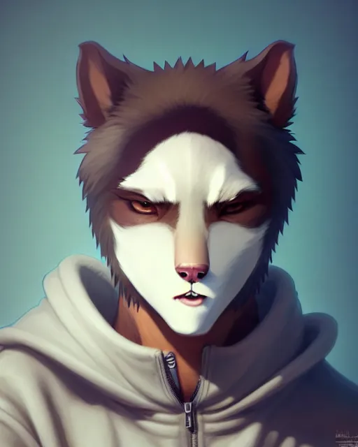 Prompt: character concept art of a cute male anthropomorphic furry | | adorable, key visual, realistic shaded perfect face, fine details by stanley artgerm lau, wlop, rossdraws, james jean, andrei riabovitchev, marc simonetti, and sakimichan, trending on weasyl