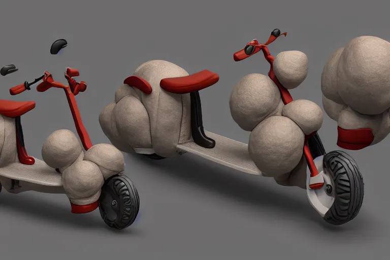 Image similar to scooter with bunch of dumplings, trending on artstation, unreal engine 5