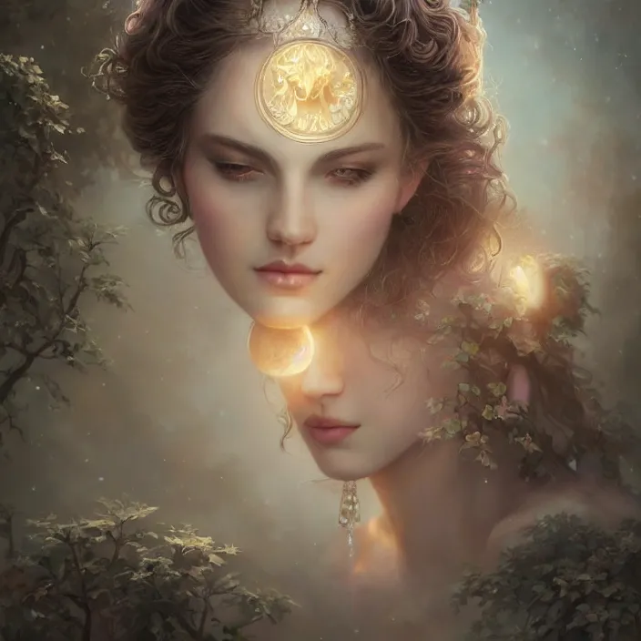 Prompt: ! dream a beautiful digital painting of a princess, princess, the moon behind her, intricate, cinematic lighting, highly detailed, digital painting, concept art, smooth, sharp focus, illustration, art by tom bagshaw, artgerm and greg rutkowski