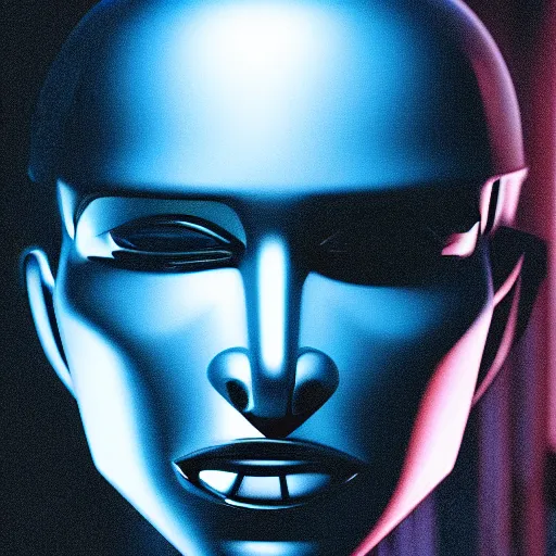 Image similar to a robot with the face of walt disney, cyberpunk photo, award winning portrait, uncanny valley, dynamic lighting, detailed face, sharp focus, cinestill 8 0 0 t, sci fi book cover, retro futurism